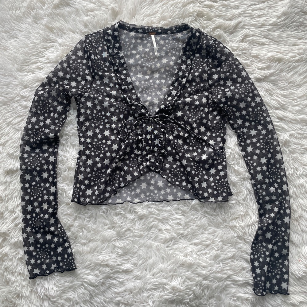 Free People Marne Tie Front Mesh Top